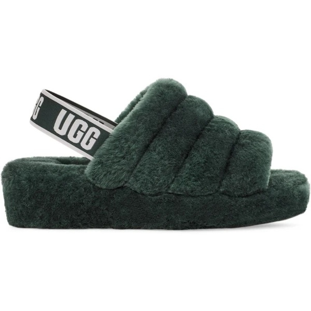Ugh Fluff Yeah Slides, Size 9 womens, Emerald Green